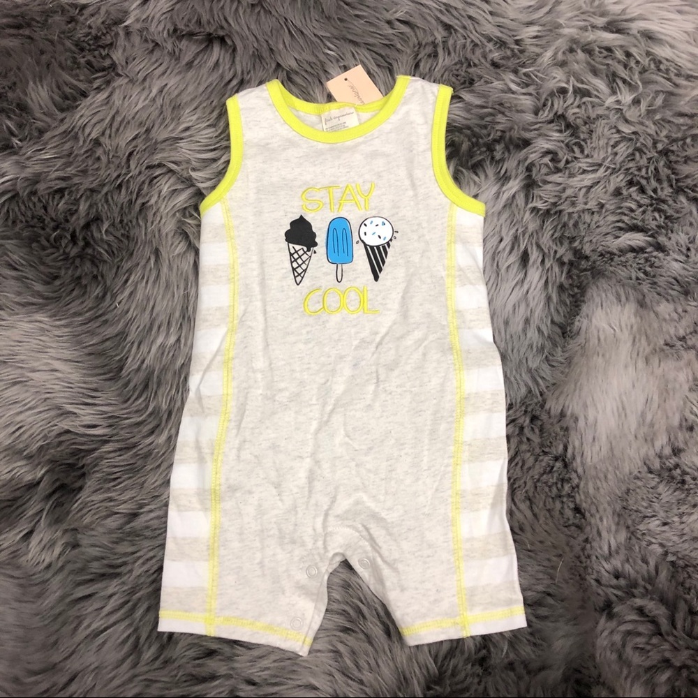 First Impressions | Children's Romper | Grey & Yellow | Size 12 Months